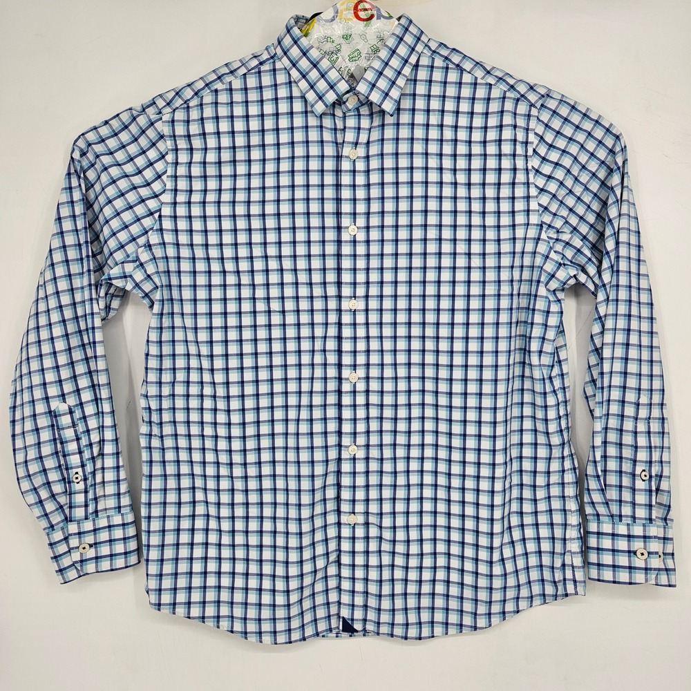 Untuckit Shirt Mens Extra Large Button Up Blue White Plaid‎ Long Sleeve Preppy